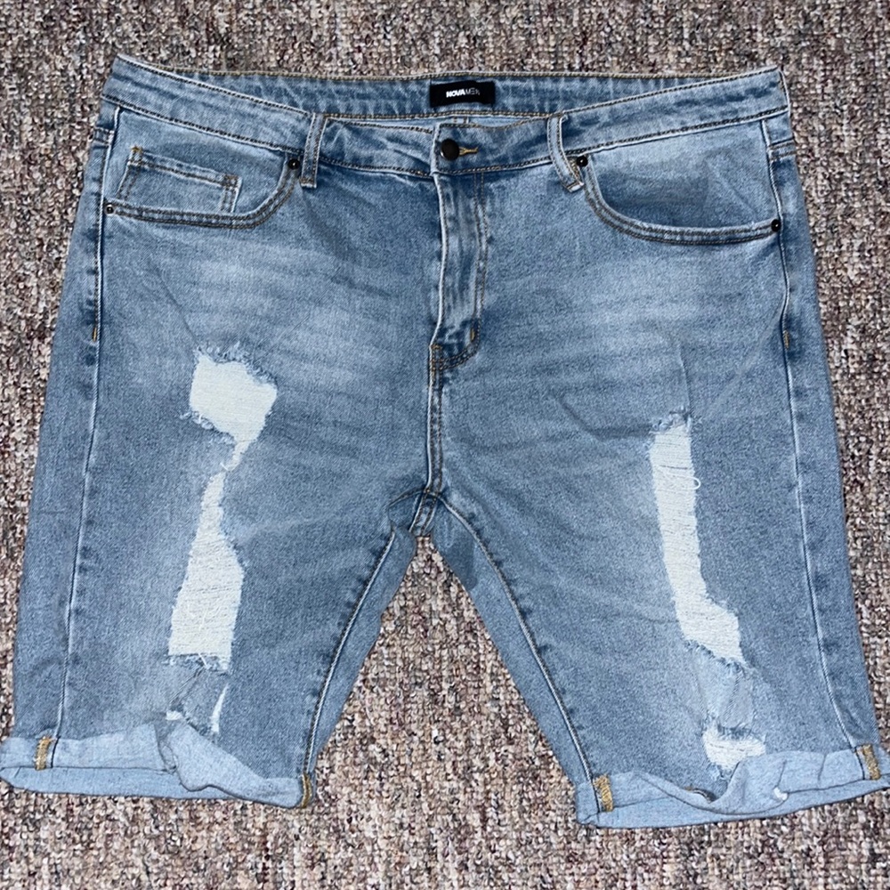 Fashion Nova (NovaMen) light wash ripped shorts